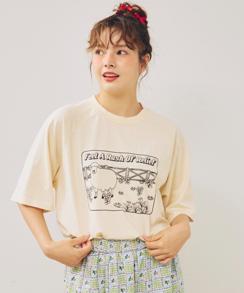 anoco no oheya(アノコノオへヤ)の「sheep big T(Tシャツ/カットソー・レディース・イエロー/ホワイト/アイボリー・FREE)」の21枚目の写真