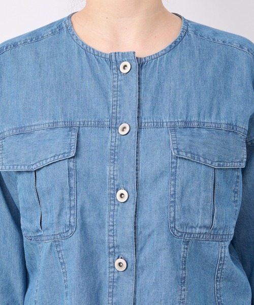 un dix cors（アンディコール）の「サマーコーデュロイパネルジャケット（ノーカラージャケット・レディース・ブラック/オリーブ/サックスブルー・FREE）」の21枚目の写真