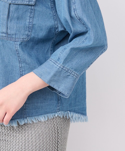 un dix cors（アンディコール）の「サマーコーデュロイパネルジャケット（ノーカラージャケット・レディース・ブラック/オリーブ/サックスブルー・FREE）」の22枚目の写真