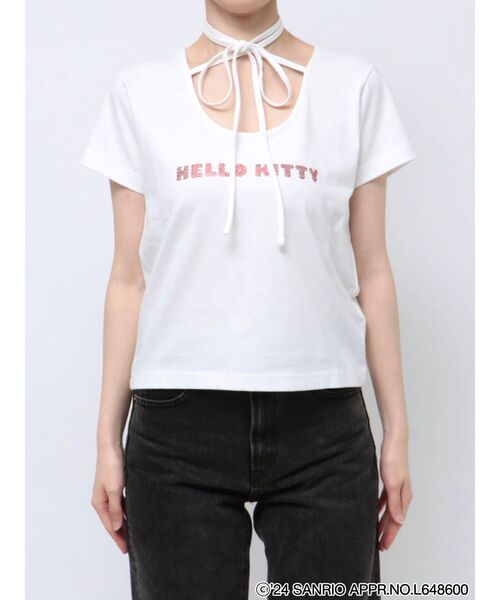 jouetie(ジュエティ)の「【ハローキティコラボ】jouetie×ハローキティ ラインストーンネックリボンTシャツ(Tシャツ/カットソー・レディース・オフホワイト/ブラック・MEDIUM)」の21枚目の写真