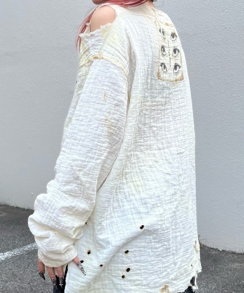 トップス bizarre maiden smoked double gauze shirt Bizarre Maiden】smoked double gauze shirt (2color) | OUR