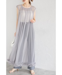【ZOZO限定】チュールフリルノースリワンピース