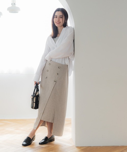 coca（coca）（コカ）の「【WEB限定セール】リネンライクフロントボタンスリットスカート（スカート・レディース・アイボリー/ライトベージュ・M/L）」の5枚目の写真