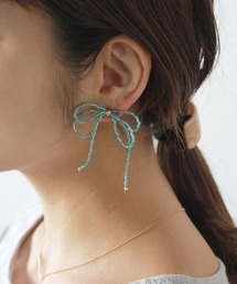 ビーズリボンピアス