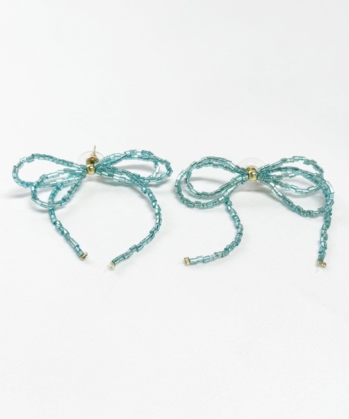 Crisp（クリスプ）の「ビーズリボンピアス（ピアス（両耳用）・レディース・ブルー/ピンク・FREE）」の7枚目の写真