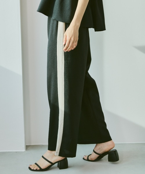 Libra Cue（リブラ キュー）の「リネンライクサイドラインパンツ（その他パンツ・レディース・ブラック/ベージュ・FREE）」の2枚目の写真