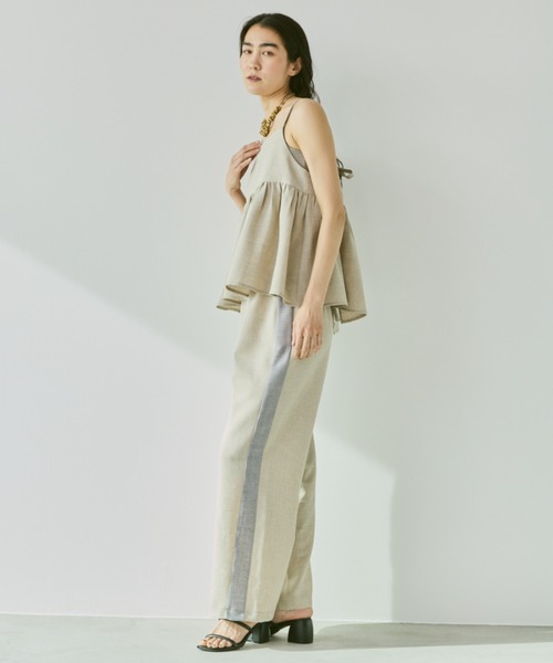 Libra Cue（リブラ キュー）の「リネンライクサイドラインパンツ（その他パンツ・レディース・ブラック/ベージュ・FREE）」の8枚目の写真