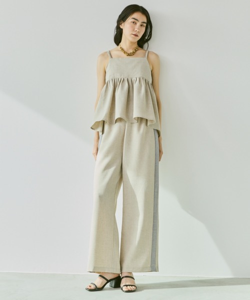 Libra Cue（リブラ キュー）の「リネンライクサイドラインパンツ（その他パンツ・レディース・ブラック/ベージュ・FREE）」の9枚目の写真