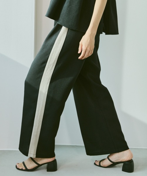 Libra Cue（リブラ キュー）の「リネンライクサイドラインパンツ（その他パンツ・レディース・ブラック/ベージュ・FREE）」の6枚目の写真