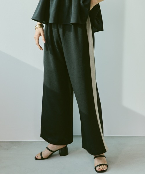 Libra Cue（リブラ キュー）の「リネンライクサイドラインパンツ（その他パンツ・レディース・ブラック/ベージュ・FREE）」の7枚目の写真