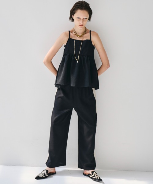 Libra Cue（リブラ キュー）の「リネンライクサイドラインパンツ（その他パンツ・レディース・ブラック/ベージュ・FREE）」の13枚目の写真