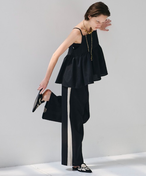 Libra Cue（リブラ キュー）の「リネンライクサイドラインパンツ（その他パンツ・レディース・ブラック/ベージュ・FREE）」の12枚目の写真