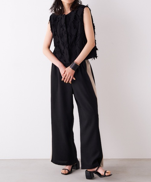 Libra Cue（リブラ キュー）の「リネンライクサイドラインパンツ（その他パンツ・レディース・ブラック/ベージュ・FREE）」の16枚目の写真