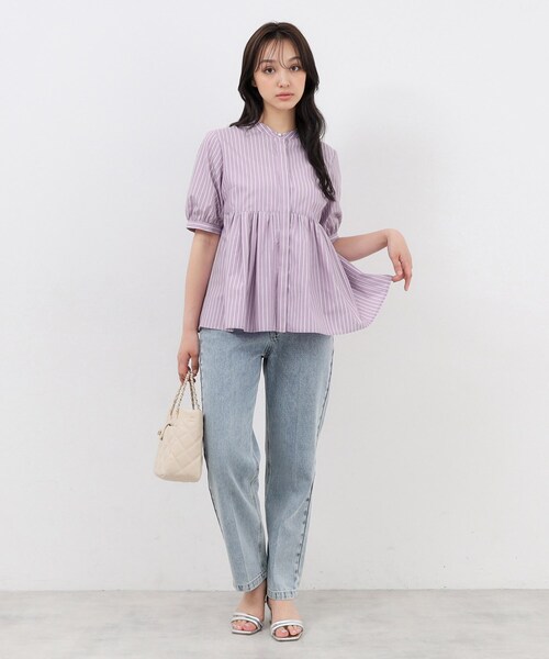 index（インデックス）の「◆ラメラインペプラムブラウス【防シワ／洗濯機洗い可】（シャツ/ブラウス・レディース・パープル系1/ホワイト系5/ネイビー系2/ベージュ系その他6/サックスブルー系2・38/40/36/42）」の18枚目の写真