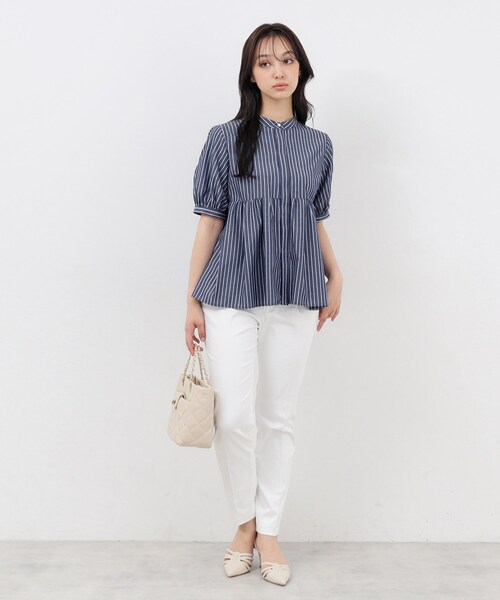 index（インデックス）の「◆ラメラインペプラムブラウス【防シワ／洗濯機洗い可】（シャツ/ブラウス・レディース・パープル系1/ホワイト系5/ネイビー系2/ベージュ系その他6/サックスブルー系2・38/40/36/42）」の14枚目の写真