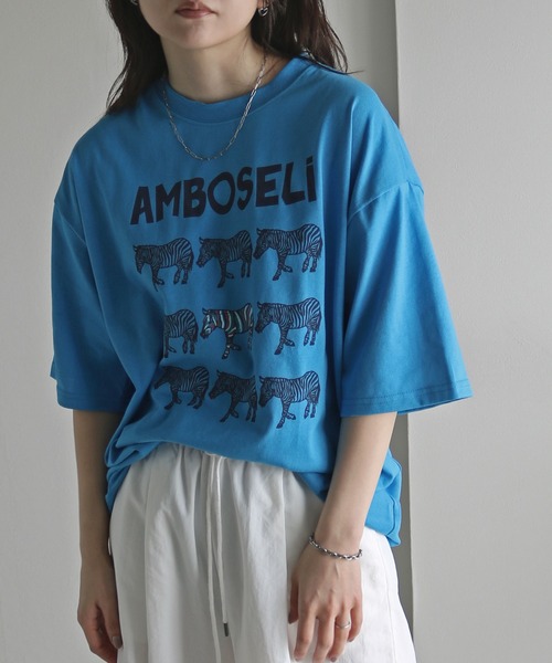 COURO(コウロ)の「アニマルプリントTシャツ(Tシャツ/カットソー・レディース・ブラック/ダークグリーン/ブルー/ホワイト/オレンジ/ネイビー・M/L/XL)」の5枚目の写真