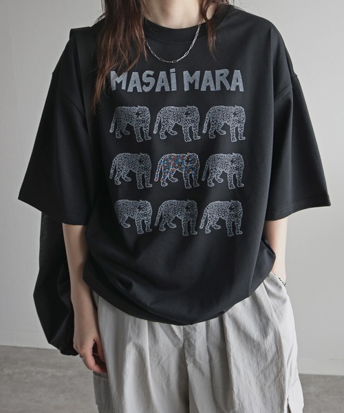 COURO(コウロ)の「アニマルプリントTシャツ(Tシャツ/カットソー・レディース・ブラック/ダークグリーン/ブルー/ホワイト/オレンジ/ネイビー・M/L/XL)」の10枚目の写真