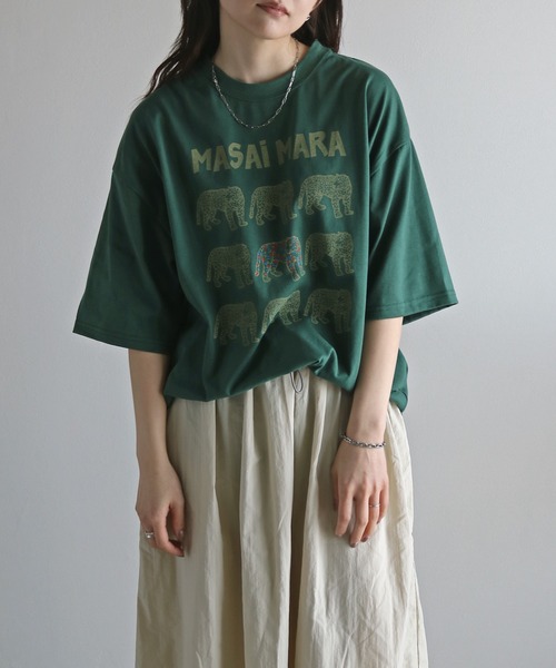 COURO(コウロ)の「アニマルプリントTシャツ(Tシャツ/カットソー・レディース・ブラック/ダークグリーン/ブルー/ホワイト/オレンジ/ネイビー・M/L/XL)」の13枚目の写真