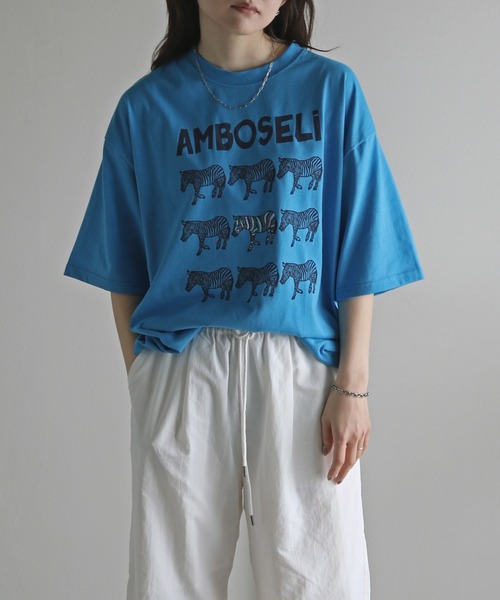 COURO(コウロ)の「アニマルプリントTシャツ(Tシャツ/カットソー・レディース・ブラック/ダークグリーン/ブルー/ホワイト/オレンジ/ネイビー・M/L/XL)」の19枚目の写真