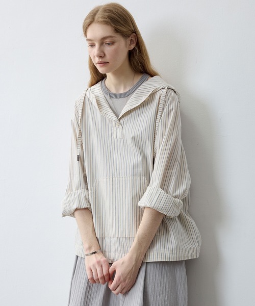 tageechita（タジチタ）の「【tageechita】ストライプシャツパーカー・プルオーバー（シャツ/ブラウス・レディース・オフホワイト・M/S/L）」の17枚目の写真