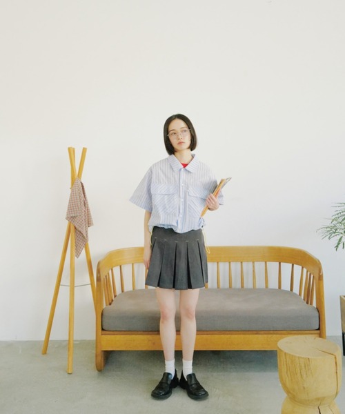 common gull products.（コモンガルプロダクツ）の「お出掛けのドローコードシャツ（シャツ/ブラウス・レディース・ブルー系その他/レッド系その他/ストライプ・MEDIUM/LARGE）」の17枚目の写真