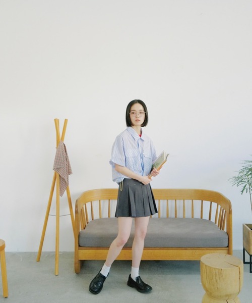 common gull products.（コモンガルプロダクツ）の「お出掛けのドローコードシャツ（シャツ/ブラウス・レディース・ブルー系その他/レッド系その他/ストライプ・MEDIUM/LARGE）」の16枚目の写真