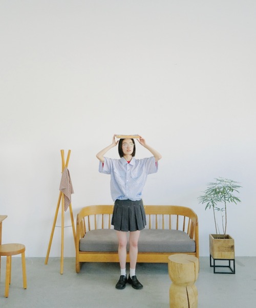 common gull products.（コモンガルプロダクツ）の「お出掛けのドローコードシャツ（シャツ/ブラウス・レディース・ブルー系その他/レッド系その他/ストライプ・MEDIUM/LARGE）」の10枚目の写真