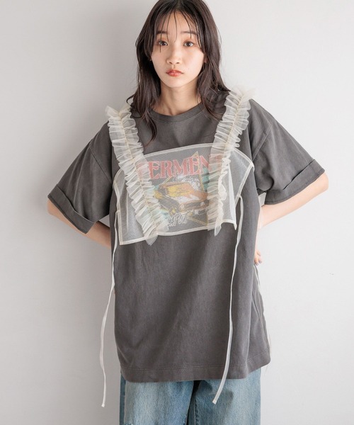 LOWRYS FARM（ローリーズファーム）の「チュールビスチェ 129591（ベスト・レディース・ホワイト/ブラック・FREE）」の9枚目の写真