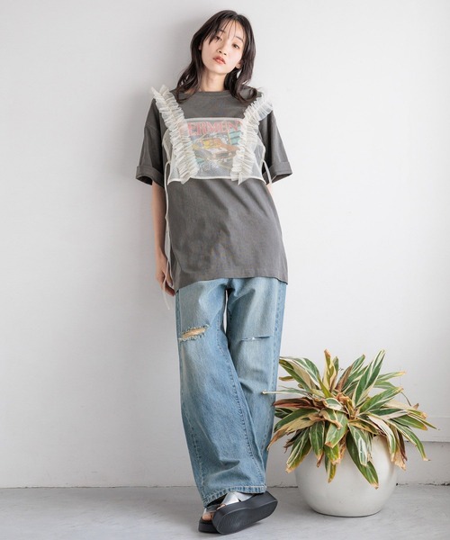 LOWRYS FARM（ローリーズファーム）の「チュールビスチェ 129591（ベスト・レディース・ホワイト/ブラック・FREE）」の10枚目の写真