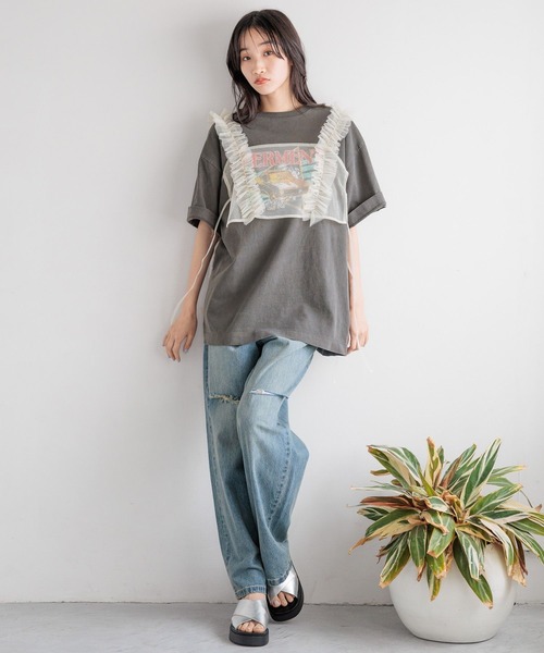 LOWRYS FARM（ローリーズファーム）の「チュールビスチェ 129591（ベスト・レディース・ホワイト/ブラック・FREE）」の11枚目の写真