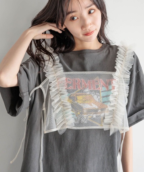 LOWRYS FARM（ローリーズファーム）の「チュールビスチェ 129591（ベスト・レディース・ホワイト/ブラック・FREE）」の12枚目の写真