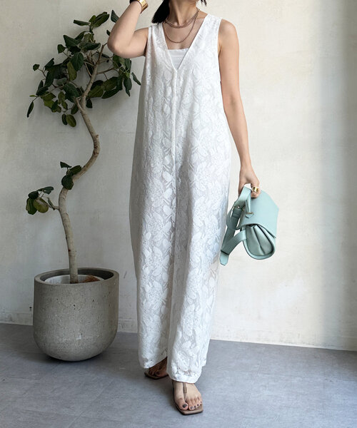 DouDou 袖ギャザーオールインワン DouDou（ドゥドゥ）の「レース