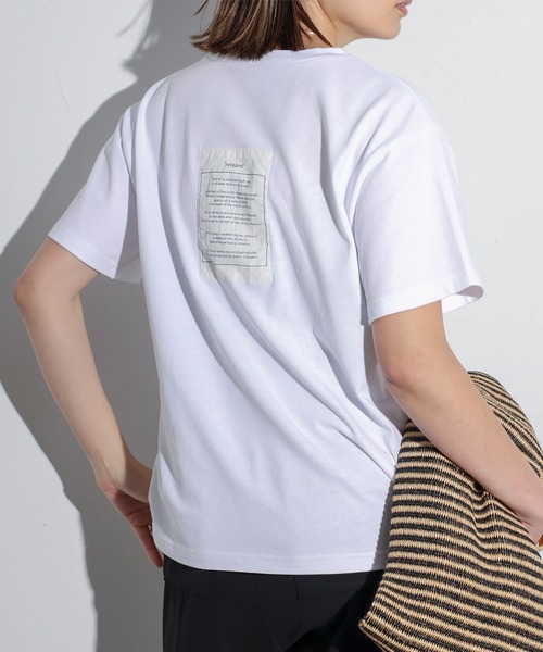 Bonjour Sagan(ボンジュールサガン)の「バックビッグラベルTシャツ(Tシャツ/カットソー・レディース・チャコールグレー/オフホワイト・FREE)」の7枚目の写真