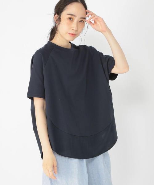 studio CLIP(スタディオクリップ)の「コットンラウンドヘムTシャツ(Tシャツ/カットソー・レディース・ネイビー/アイボリー/ブルー・FREE)」の2枚目の写真