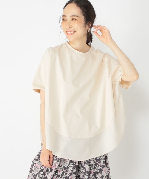 studio CLIP(スタディオクリップ)の「コットンラウンドヘムTシャツ(Tシャツ/カットソー・レディース・ネイビー/アイボリー/ブルー・FREE)」の5枚目の写真