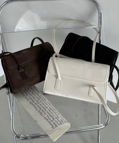 Ada.（エイダ）の「スウェードタッチ パイピング ロング ハンドル スクエアバッグ（ハンドバッグ・レディース・ブラウン/アイボリー/ブラック・FREE）」の12枚目の写真