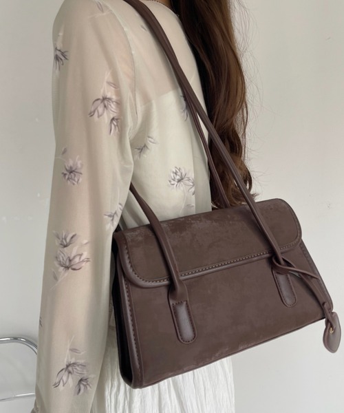 Ada.（エイダ）の「スウェードタッチ パイピング ロング ハンドル スクエアバッグ（ハンドバッグ・レディース・ブラウン/アイボリー/ブラック・FREE）」の14枚目の写真