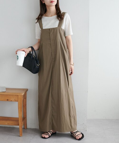 DISCOAT（ディスコート）の「【新色追加!/WEB限定】ハイウエストロングジャンスカ（ワンピース・レディース・チャコールグレー/カーキ/ベージュ/ブラック/モカ/ブラウン・FREE）」の4枚目の写真