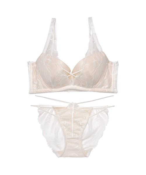 ヌーディー リッチ フラワー 育乳 脇高 ブラジャー & バック透け フルバック ショーツ セット(ブラ&ショーツ)|Reinest(レイネスト) ヌーディー リッチ フラワー 育乳 脇高 ブラジャー & バック透け フルバック ショーツ セット(ブラ&ショーツ)|Reinest(レイネスト)