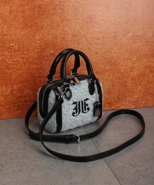 jouetie（ジュエティ）の「【jouetie/ジュエティ】JJ刺繍　もこもこマイクロミニボストンバッグ(ドッグプレートチャーム付き）（ボストンバッグ・レディース・ミント/レオパード/オフホワイト/ブラック・FREE）」の7枚目の写真