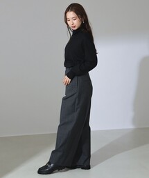 ATON ブラック スラックス ATON スラックス 「ATON 」MERINO COLLEGE FLANNEL TWIDE PANTS
