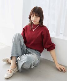 【全13色でカラバリ豊富/着回し力抜群】ボリュームスリーブニット