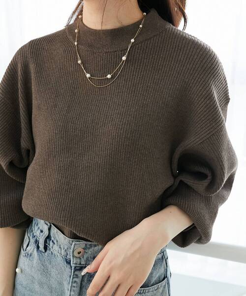 MAJESTIC LEGON（マジェスティックレゴン）の「【全13色でカラバリ豊富/着回し力抜群】ボリュームスリーブニット（ニット/セーター・レディース・ピンク/ボルドー/アイボリー/ブラック/ブルー/グレー/ベージュ/イエロー/ピンク系その他/ブラウン/ミント/コバルトブルー/ネイビー・MEDIUM）」の21枚目の写真