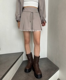 レースボックスプリーツミニスカート【セットアップジャケットあり】