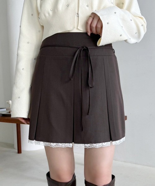 one after another NICE CLAUP（ワンアフターアナザーナイスクラップ）の「レースボックスプリーツミニスカート【セットアップジャケットあり】（スカート・レディース・杢グレー/ブラウン/ベージュ・SMALL/MEDIUM）」の10枚目の写真