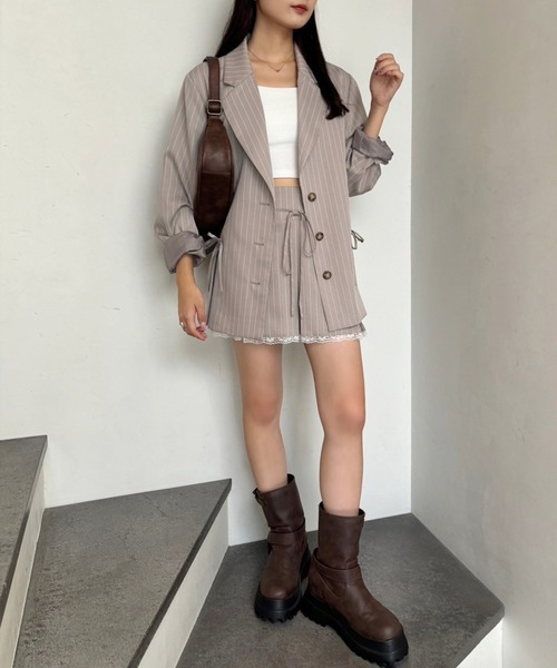 one after another NICE CLAUP（ワンアフターアナザーナイスクラップ）の「レースボックスプリーツミニスカート【セットアップジャケットあり】（スカート・レディース・杢グレー/ブラウン/ベージュ・SMALL/MEDIUM）」の13枚目の写真