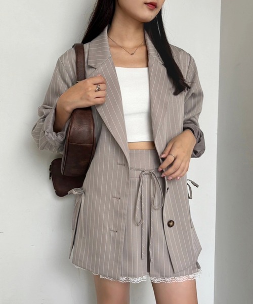 one after another NICE CLAUP（ワンアフターアナザーナイスクラップ）の「レースボックスプリーツミニスカート【セットアップジャケットあり】（スカート・レディース・杢グレー/ブラウン/ベージュ・SMALL/MEDIUM）」の14枚目の写真
