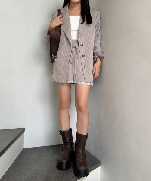 one after another NICE CLAUP（ワンアフターアナザーナイスクラップ）の「レースボックスプリーツミニスカート【セットアップジャケットあり】（スカート・レディース・杢グレー/ブラウン/ベージュ・SMALL/MEDIUM）」の19枚目の写真