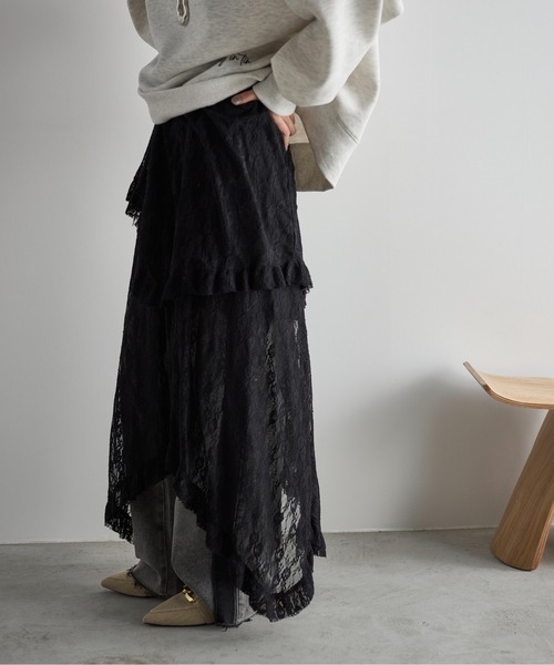 THE YOn(ザヨン)の「イレギュラーヘムティアードレーススカート(スカート・レディース・ブラック/ホワイト・FREE)」の17枚目の写真