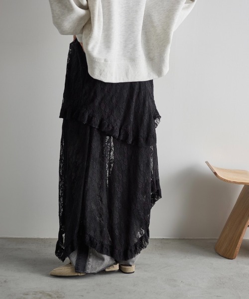 THE YOn(ザヨン)の「イレギュラーヘムティアードレーススカート(スカート・レディース・ブラック/ホワイト・FREE)」の18枚目の写真